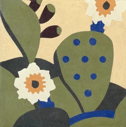 West Texas Fliesendekor mit Kakteen, ca. 1936